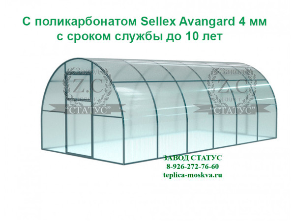 Арочная теплица 3х6 шаг 100см с поликарбонатом 4мм Sellex Avangard