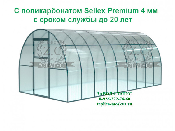 Арочная теплица 3х6 шаг 65см профиль 25х25 с поликарбонатом 4мм Sellex Premium