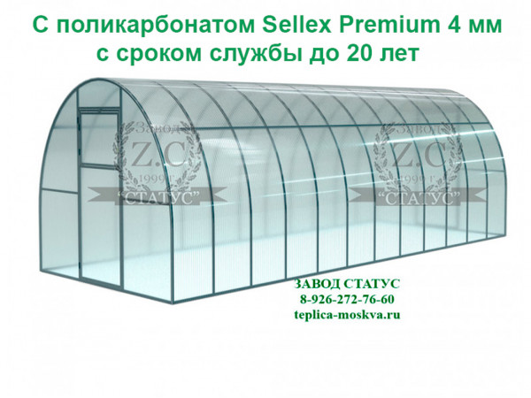 Арочная теплица 3х8 шаг 65см с поликарбонатом 4мм Sellex Premium