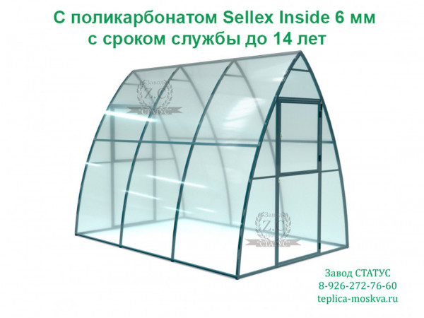 Теплица капелька 2 на 3 шаг 100 см. из поликарбоната Sellex Inside 6 мм