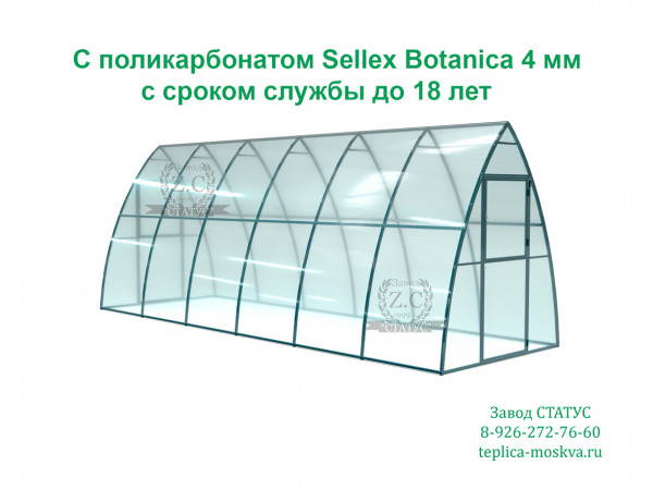 Теплица капелька 2 на 6 шаг 100 см. из поликарбоната Sellex Botanica 4 мм