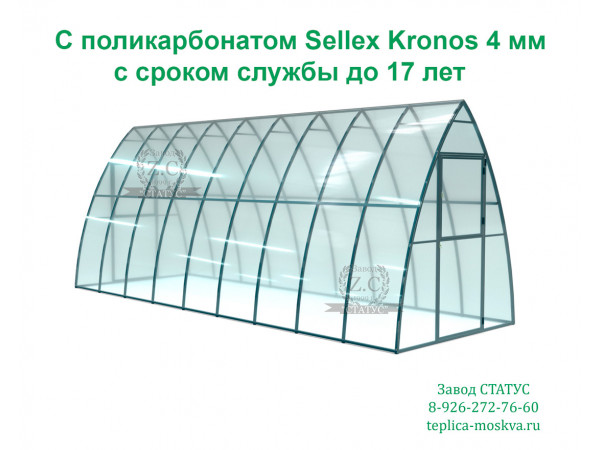 Теплица капелька 2 на 6 шаг 65 см. из поликарбоната Sellex Kronos 4 мм