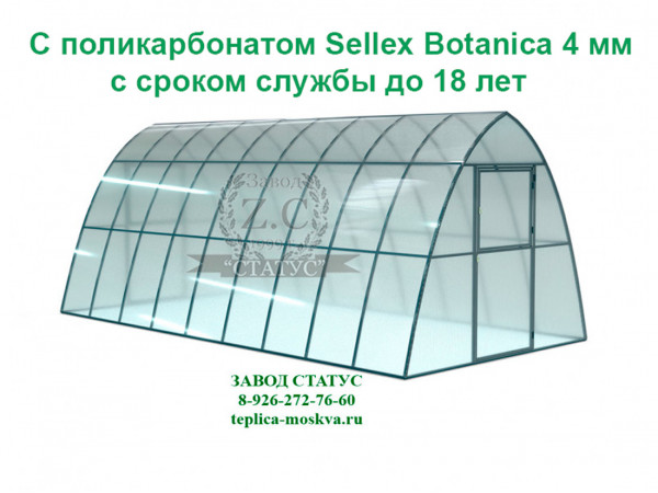 Теплица каплевидная 3 на 6 с поликарбонатом Sellex Botanica 4 мм. из профиля 25 на 25 шаг 65 см. 