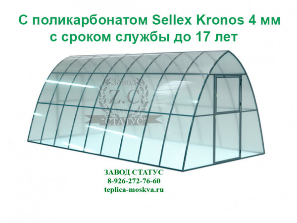 Теплица каплевидная 3 на 6 с поликарбонатом Sellex Kronos 4 мм. из профиля 25 на 25 шаг 65 см. 
