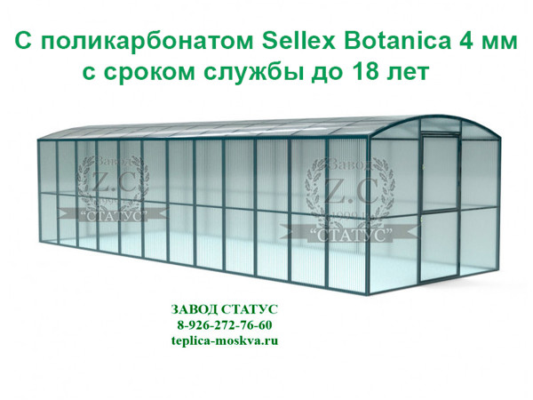 Прямостенная 3 на 8 шаг 65 см из поликарбоната Sellex Botanica 4 мм