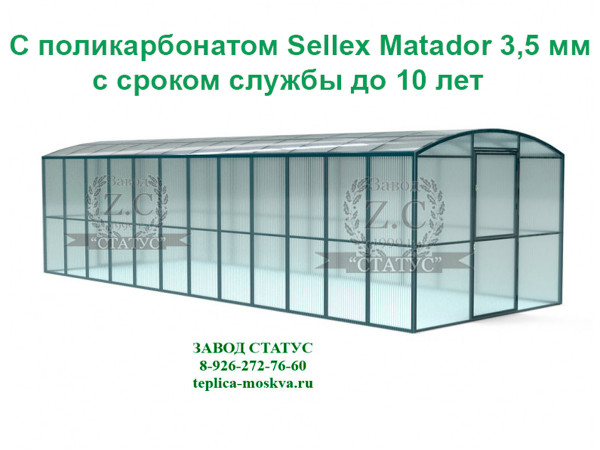 Прямостенная 3 на 8 шаг 65 см из поликарбоната Sellex Matador 3,5 мм